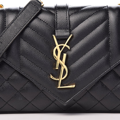 Saint Laurent Grain De Poudre Textured Mixed Matelasse Triquilt Small Monogram Satchel Black 10 of 10