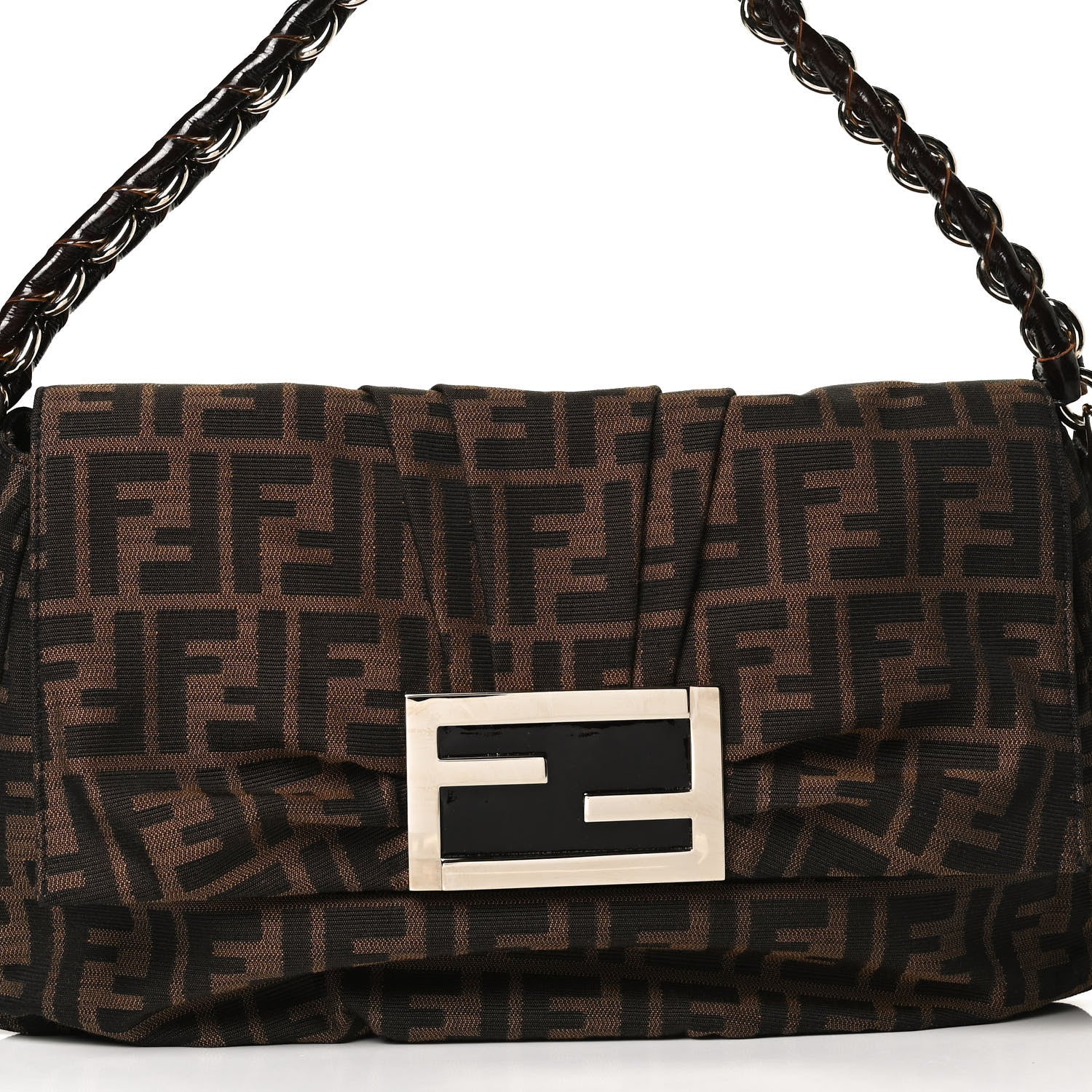 Fendi Zucca Patent Mia Shoulder Flap Tobacco 9 of 13