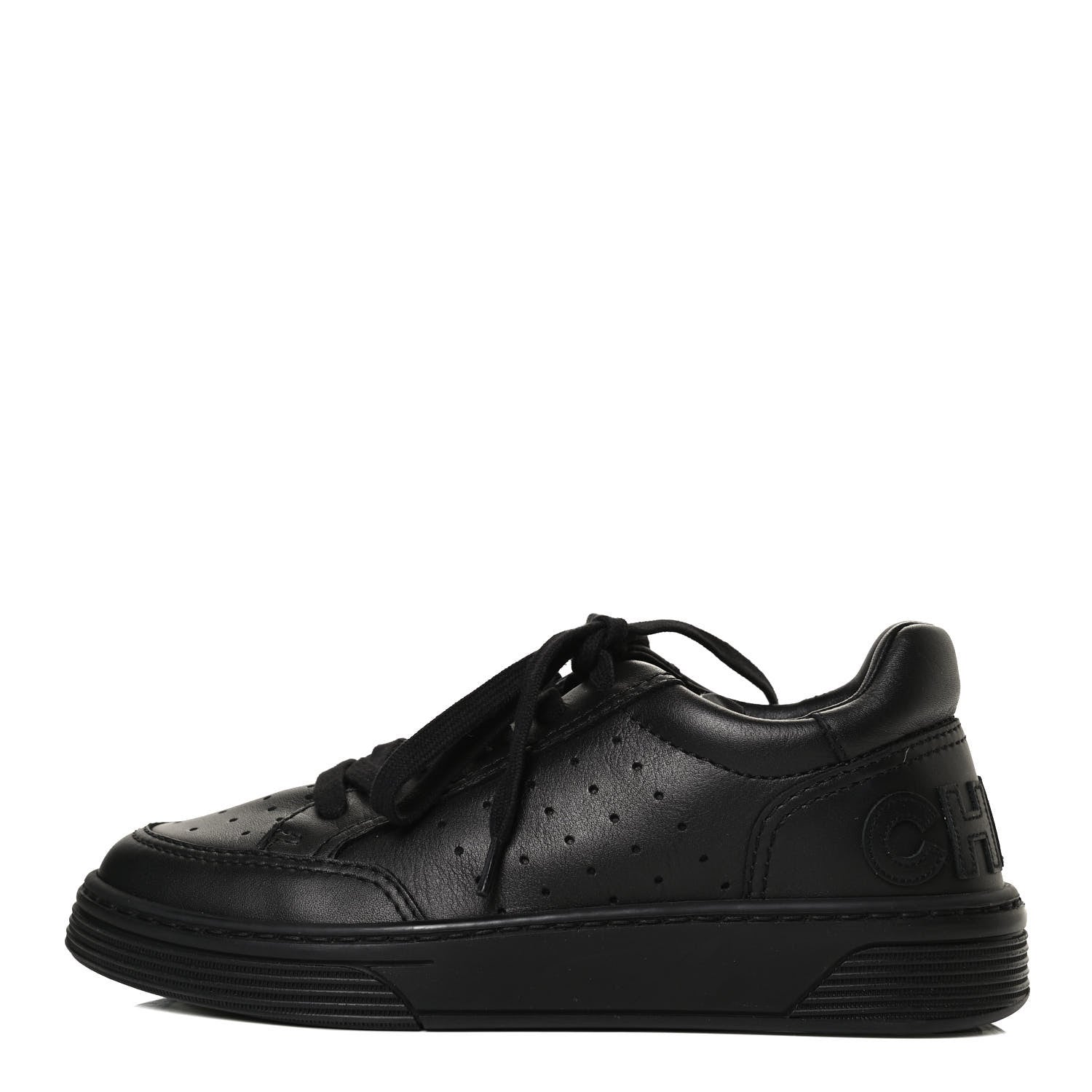 Chanel Calfskin Womens Logo Sneakers 35.5 Black 1 of 11