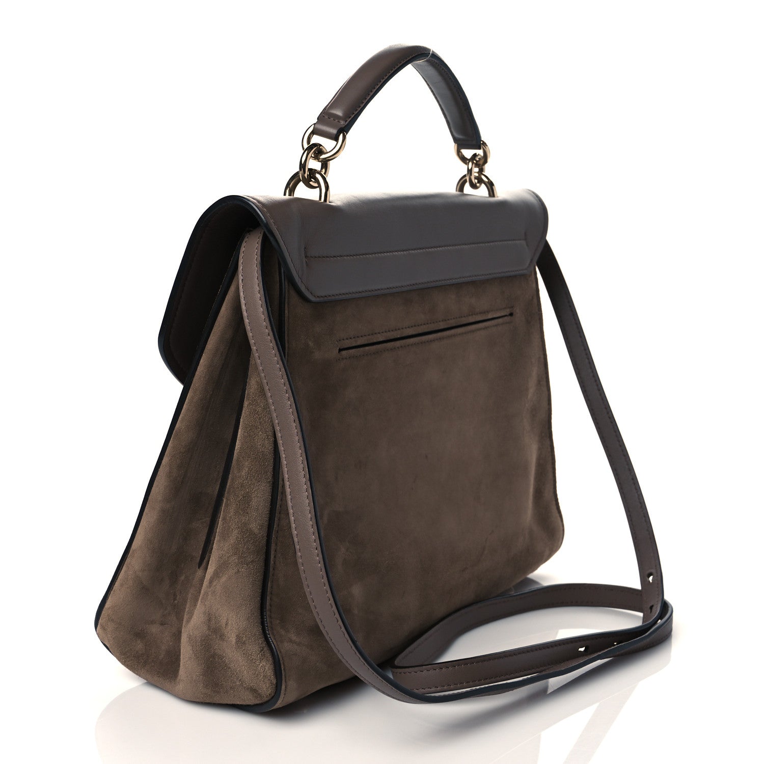 Salvatore Ferragamo Calfskin Suede Margot Top Handle Satchel Tan 3 of 11