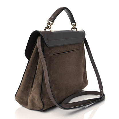Salvatore Ferragamo Calfskin Suede Margot Top Handle Satchel Tan 3 of 11