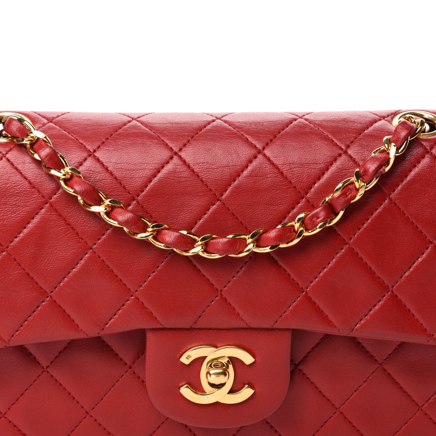 Chanel Lambskin Quilted Medium Double Flap Red 13 of 13