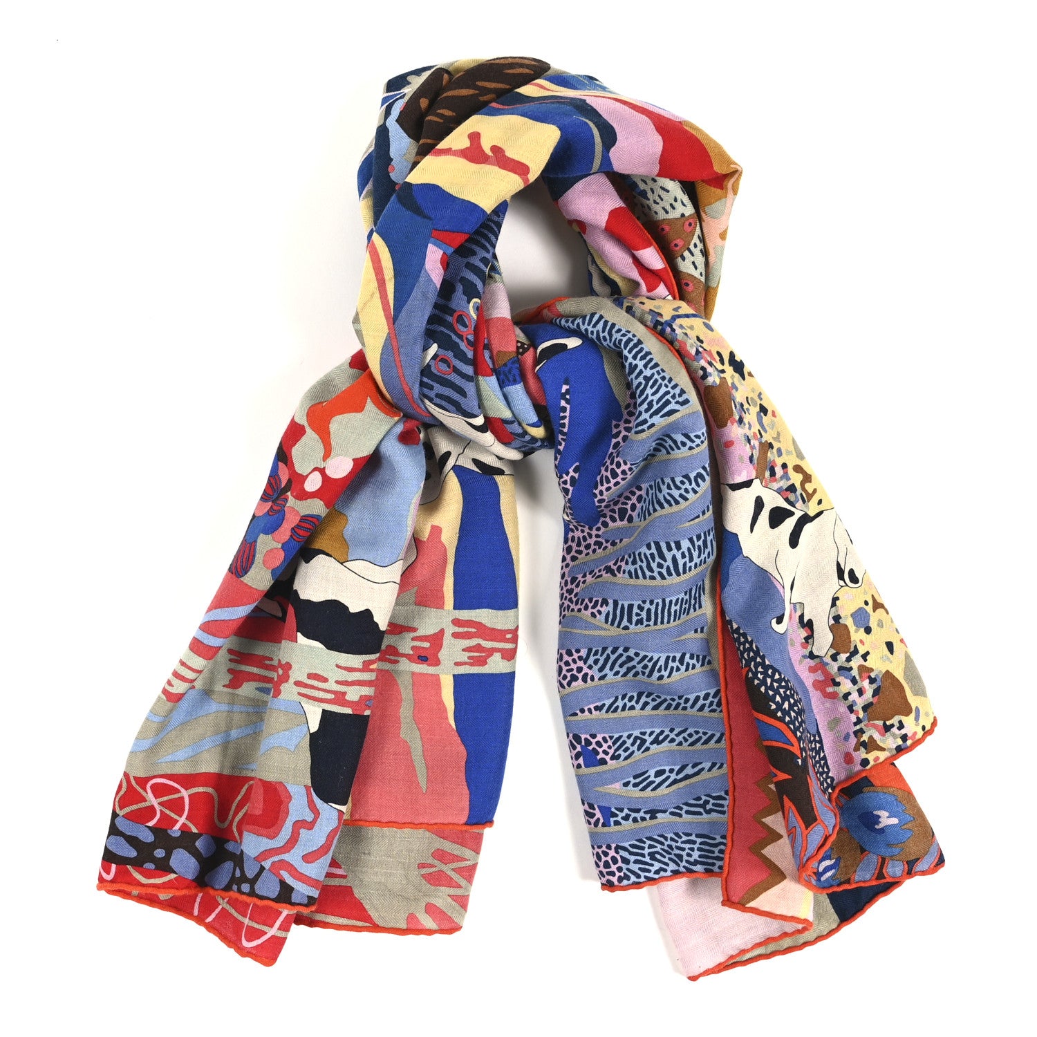 Hermes Cashmere Silk En Liberte Shawl 140 White Parme Orce 1 of 4