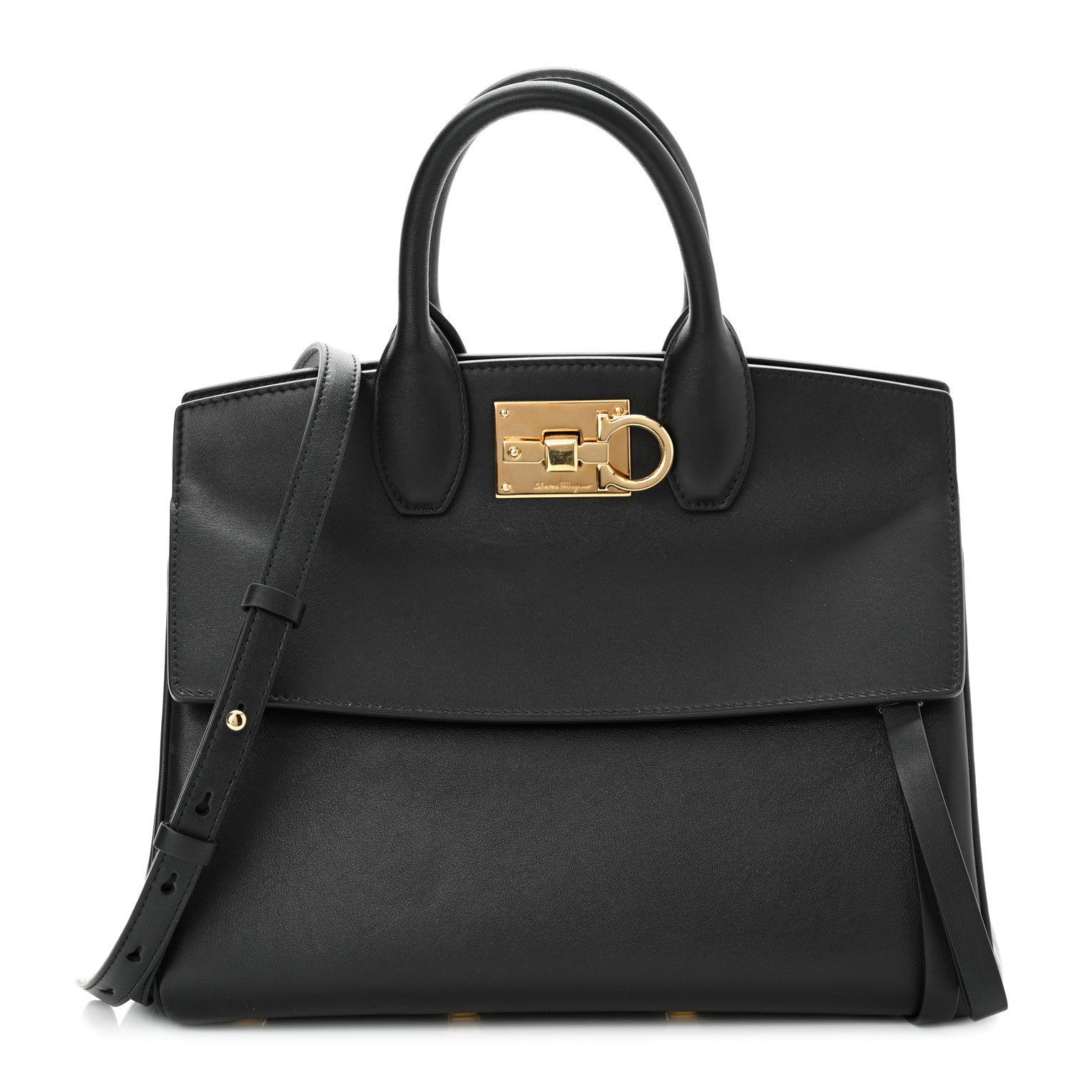Salvatore Ferragamo Calfskin Medium Studio Bag Black 1 of 10