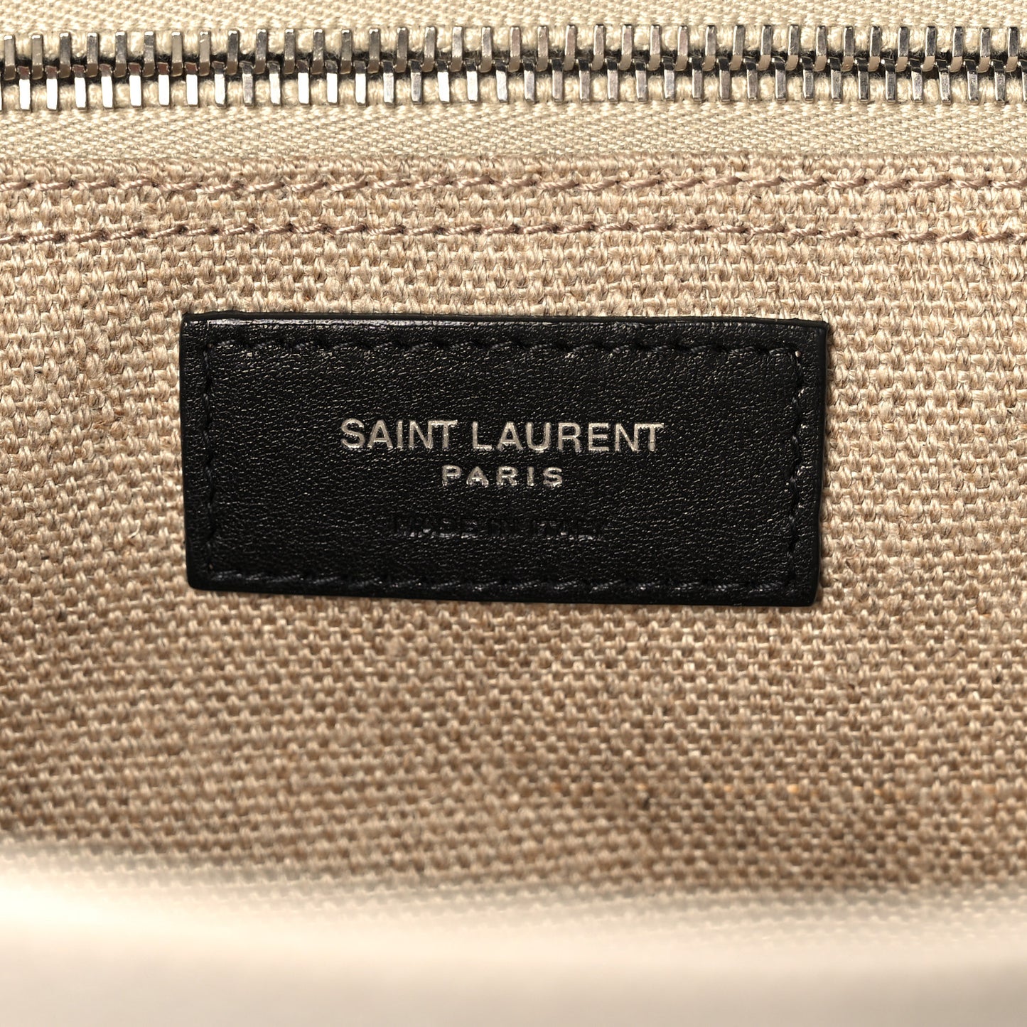 Linen Calfskin Small Rive Gauche Tote Greggio Natural