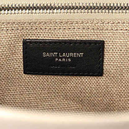 Saint Laurent Linen Calfskin Small Rive Gauche Tote Greggio Natural 6 of 11