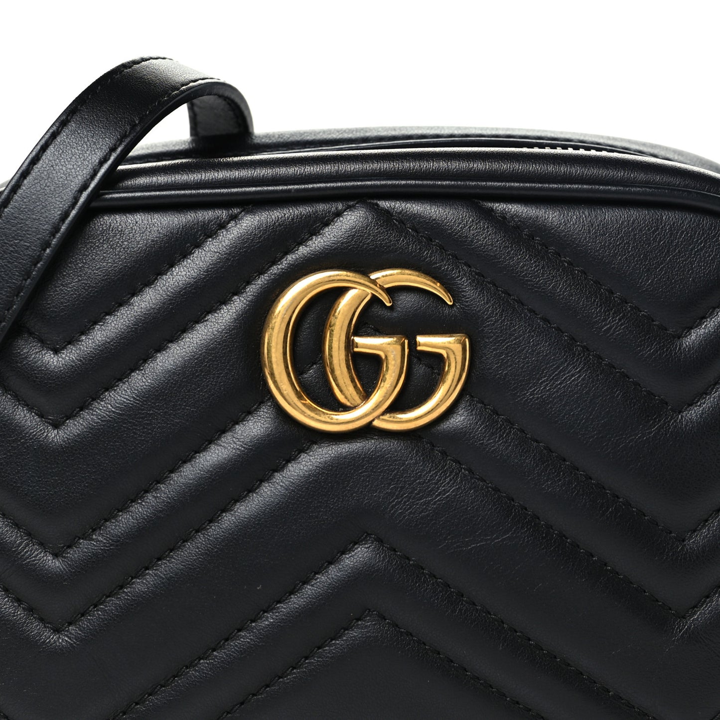 Calfskin Matelasse Mini GG Marmont Chain Shoulder Bag Black