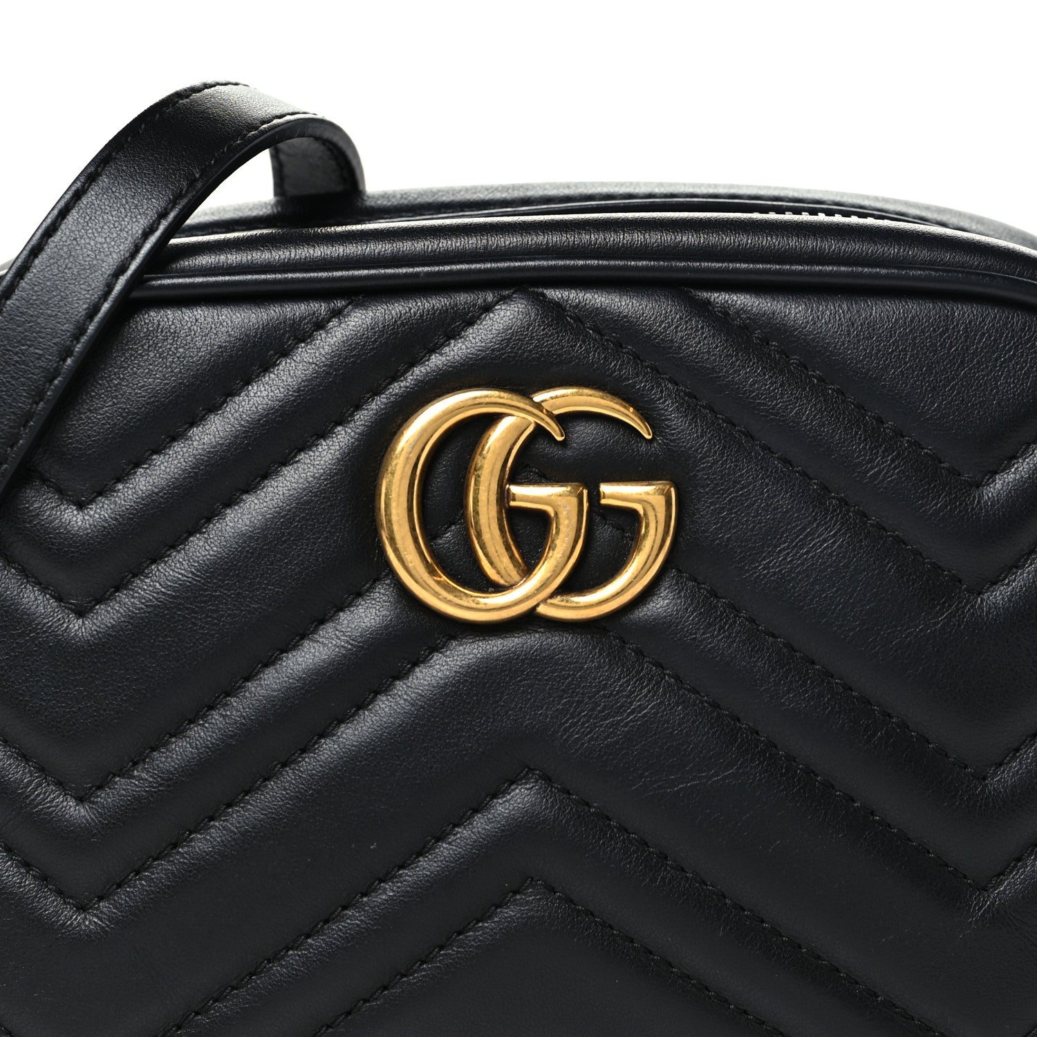 Gucci Calfskin Matelasse Mini GG Marmont Chain Shoulder Bag Black 8 of 10