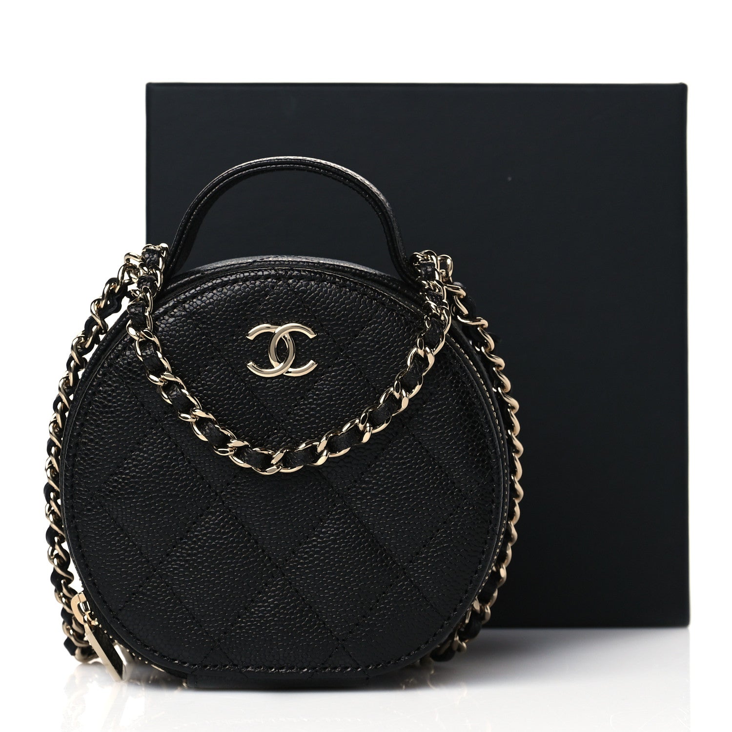 Chanel Caviar Quilted Round Handle With Care Vanity With Chain Black 11 of 11