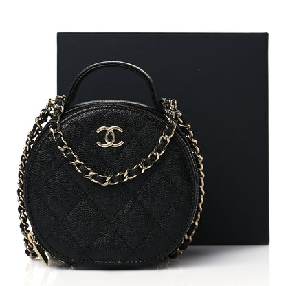 Chanel Caviar Quilted Round Handle With Care Vanity With Chain Black 11 of 11