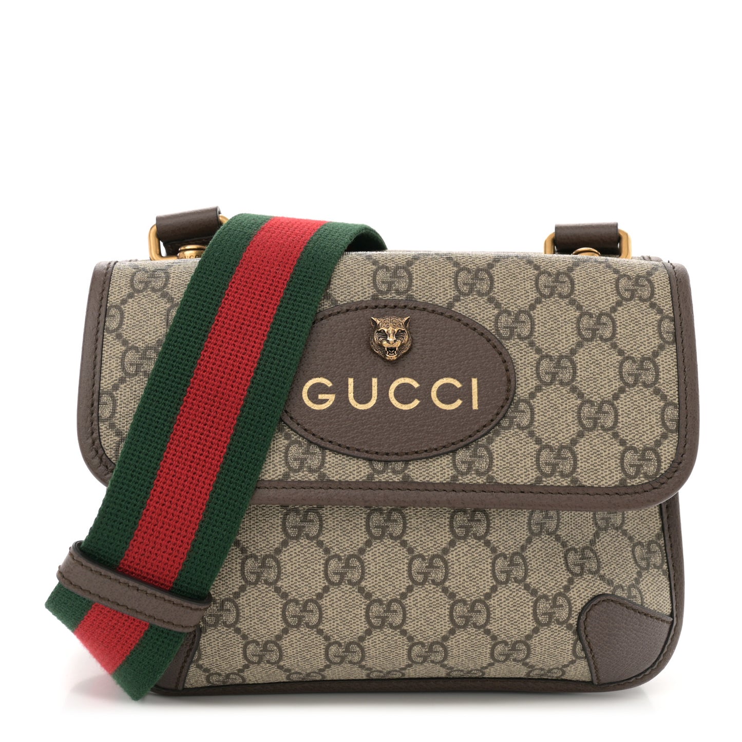 GG Supreme Monogram Web Small Neo Vintage Double Flap Messenger Bag Beige New Acero