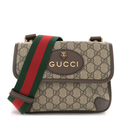 Gucci GG Supreme Monogram Web Small Neo Vintage Double Flap Messenger Bag Beige New Acero 1 of 11