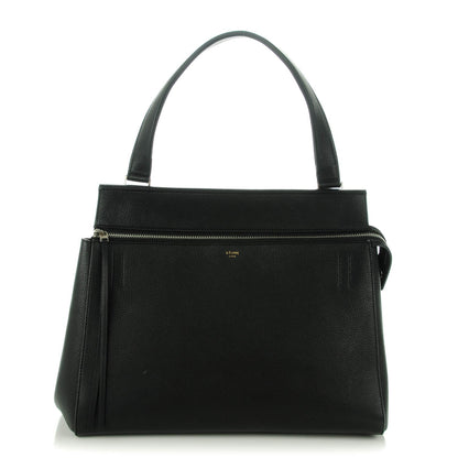 Celine Drummed Calfskin Medium Edge Shoulder Bag Black 1 of 7