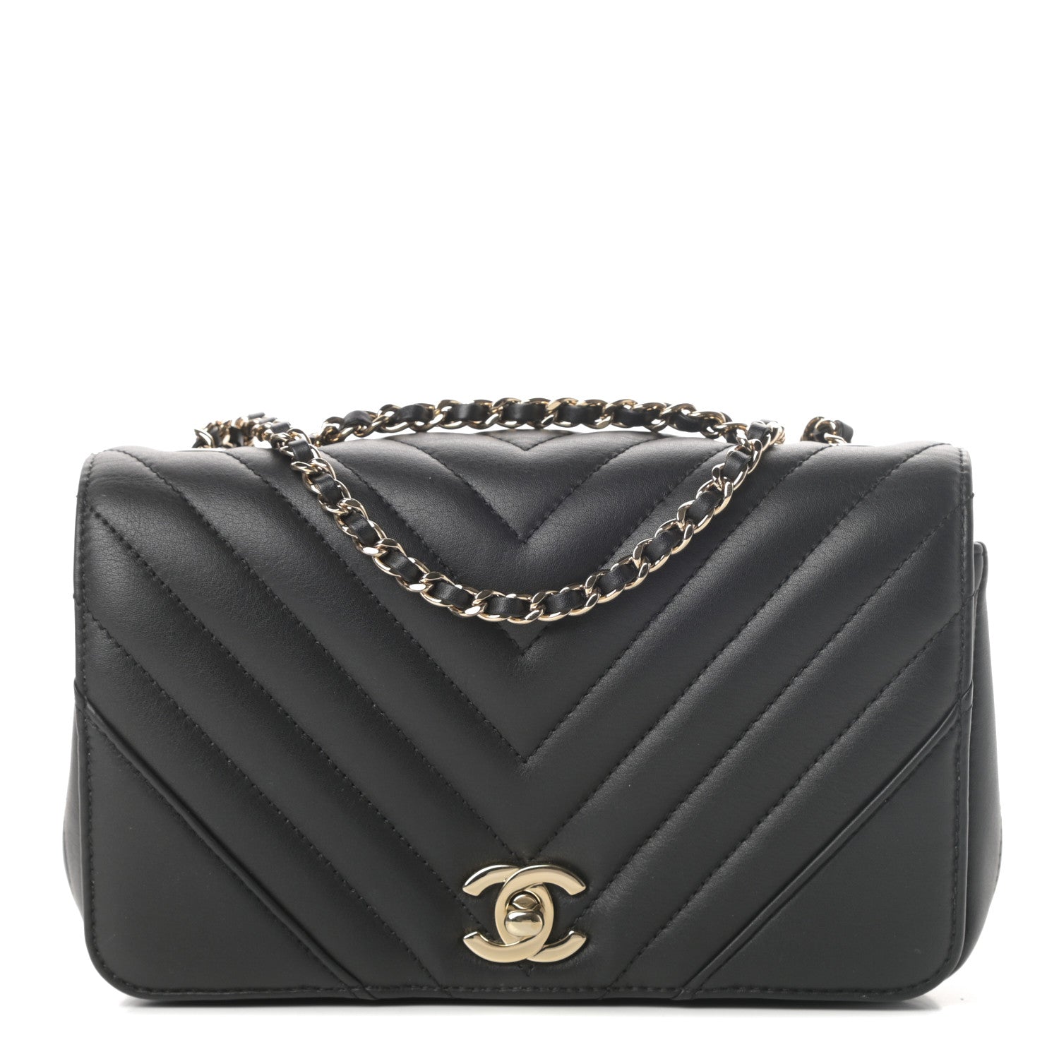 Chanel Calfskin Chevron Quilted Mini Statement Flap Black 1 of 13