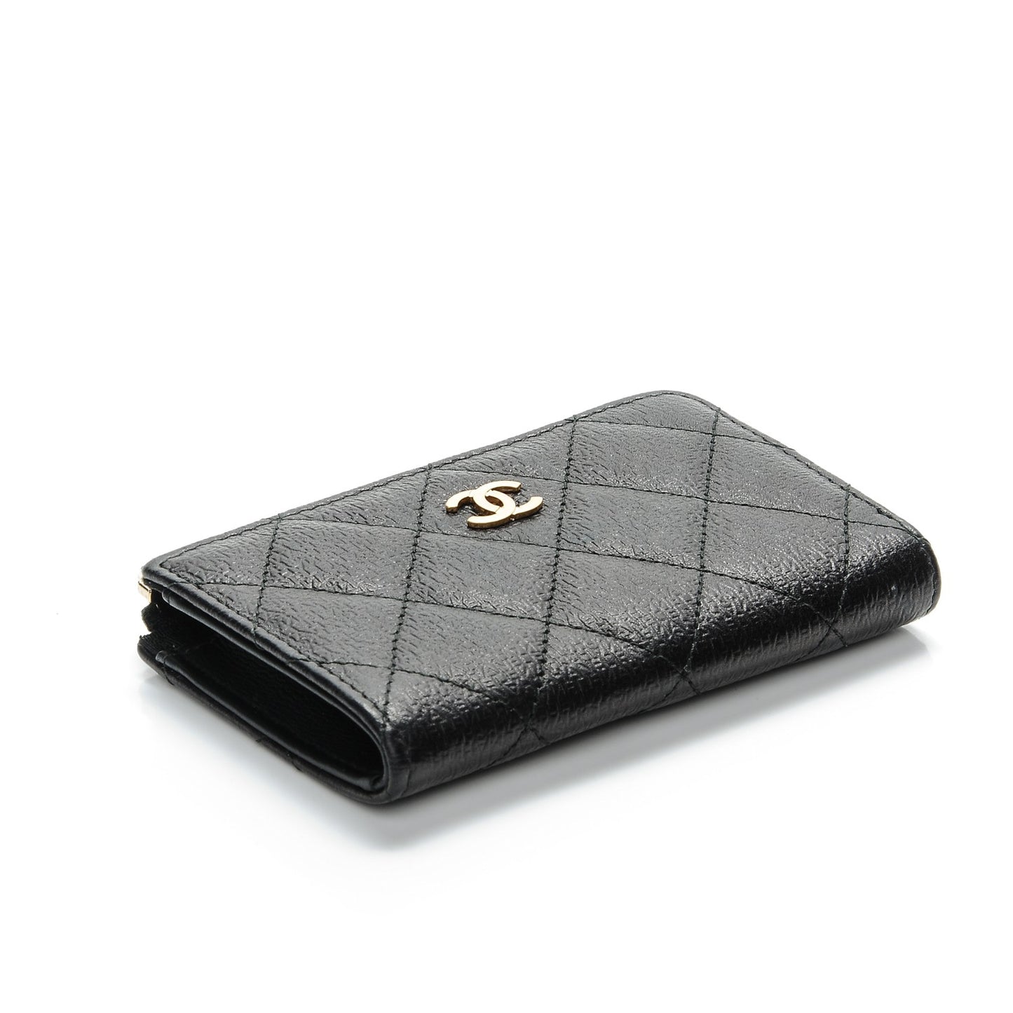 Letter Calfskin Embossed Quilted Key Holder Case Black
