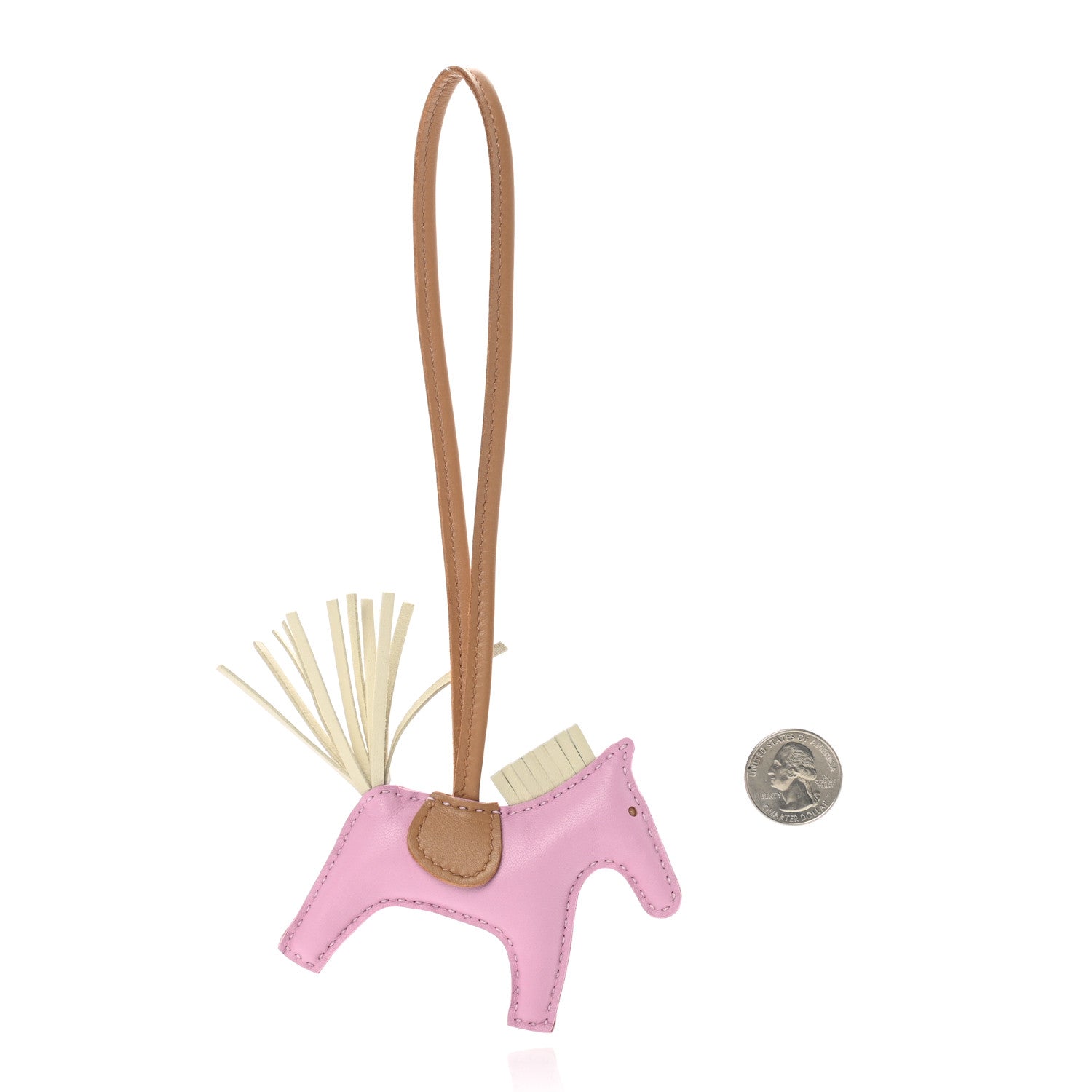 Hermes Milo Lambskin Grigri Rodeo Horse Bag Charm PM Mauve Sylvestre Craie Chai 2 of 5