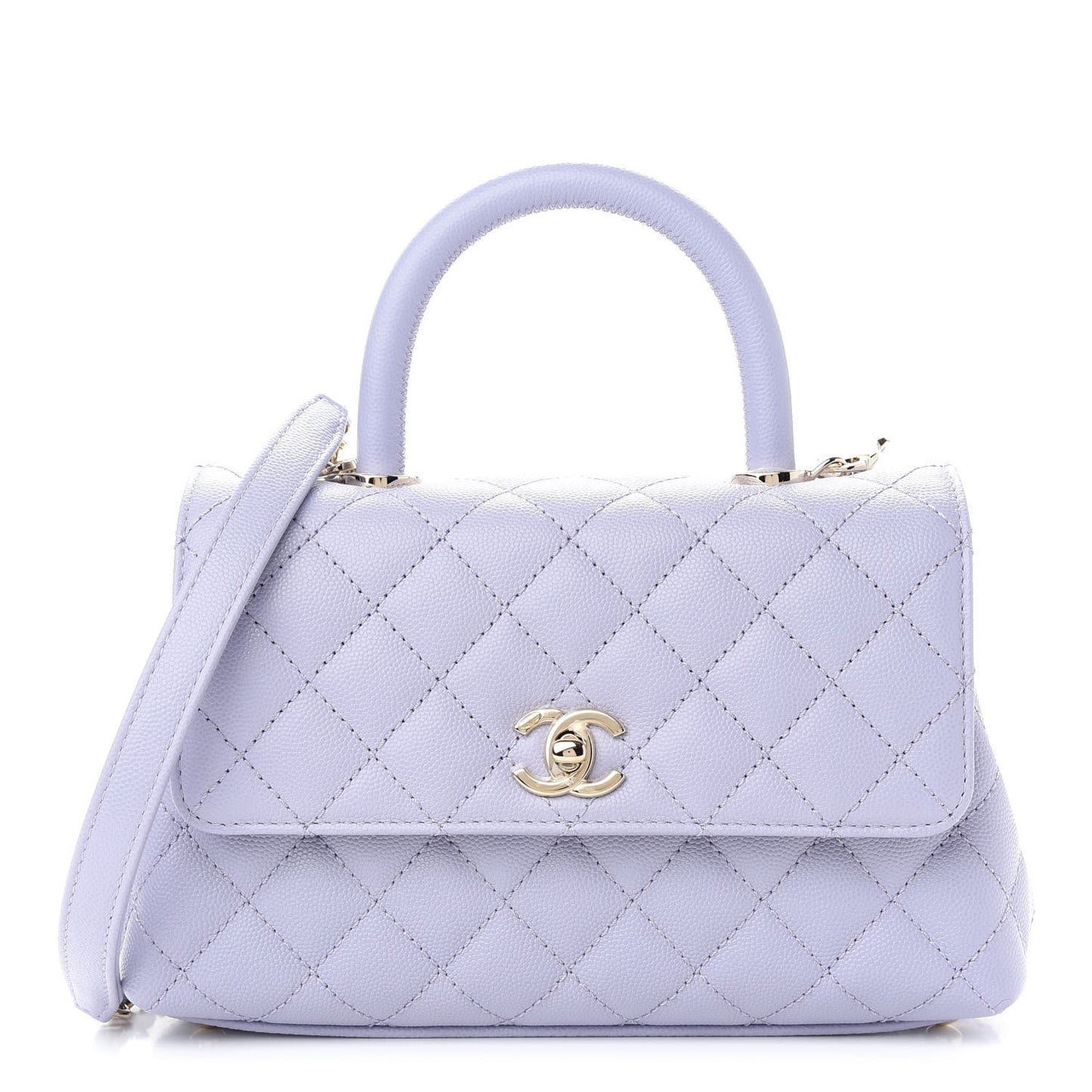 Caviar Quilted Mini Coco Handle Flap Light Purple