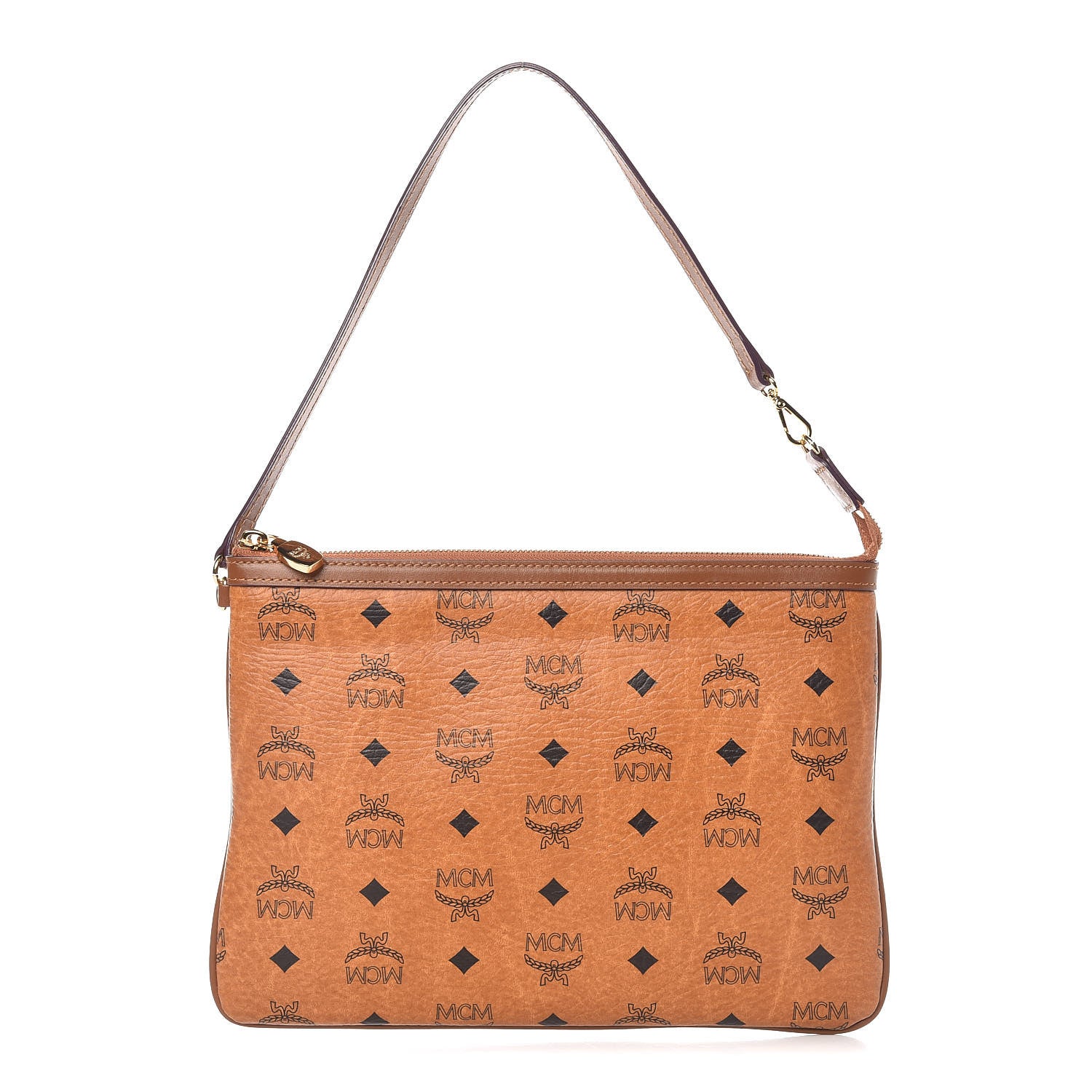 MCM Visetos Medium Stark Wristlet Pouch Cognac 1 of 9