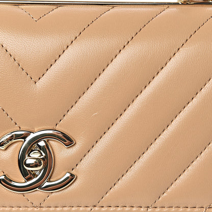 Chanel Lambskin Chevron Quilted Small Trendy CC Dual Handle Flap Bag Beige 15 of 16
