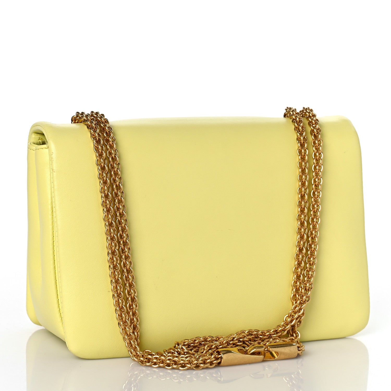 Valentino Garavani Nappa One Stud Chain Clutch Pale Yellow 3 of 9