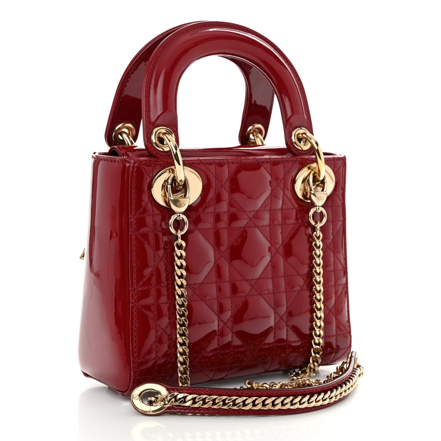 Christian Dior Patent Cannage Mini Lady Dior Red 3 of 10