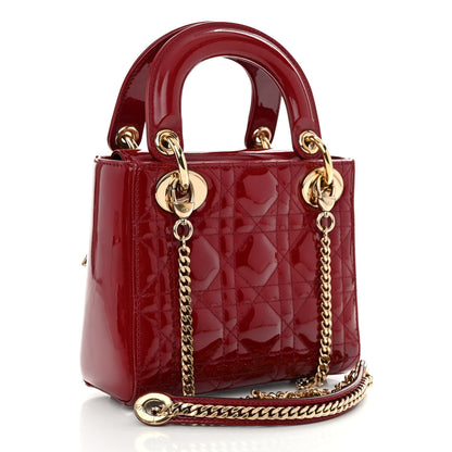 Christian Dior Patent Cannage Mini Lady Dior Red 3 of 10