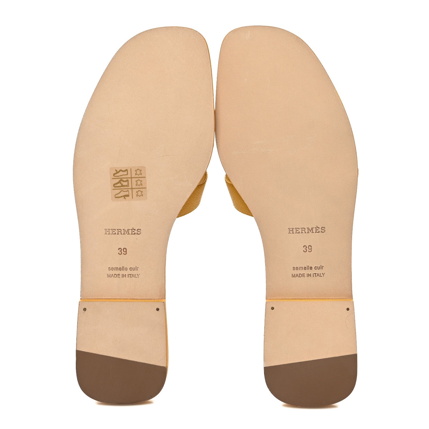 Hermes Epsom Oran Sandals 39 Jaune Sable 5 of 8