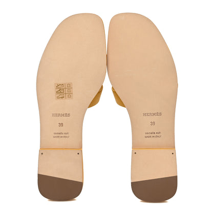 Hermes Epsom Oran Sandals 39 Jaune Sable 5 of 8