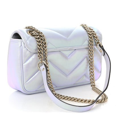 Gucci Iridescent Nappa Chevron Matelasse Small GG Marmont Shoulder Bag Iridescent Snow Light Blue 5 of 19