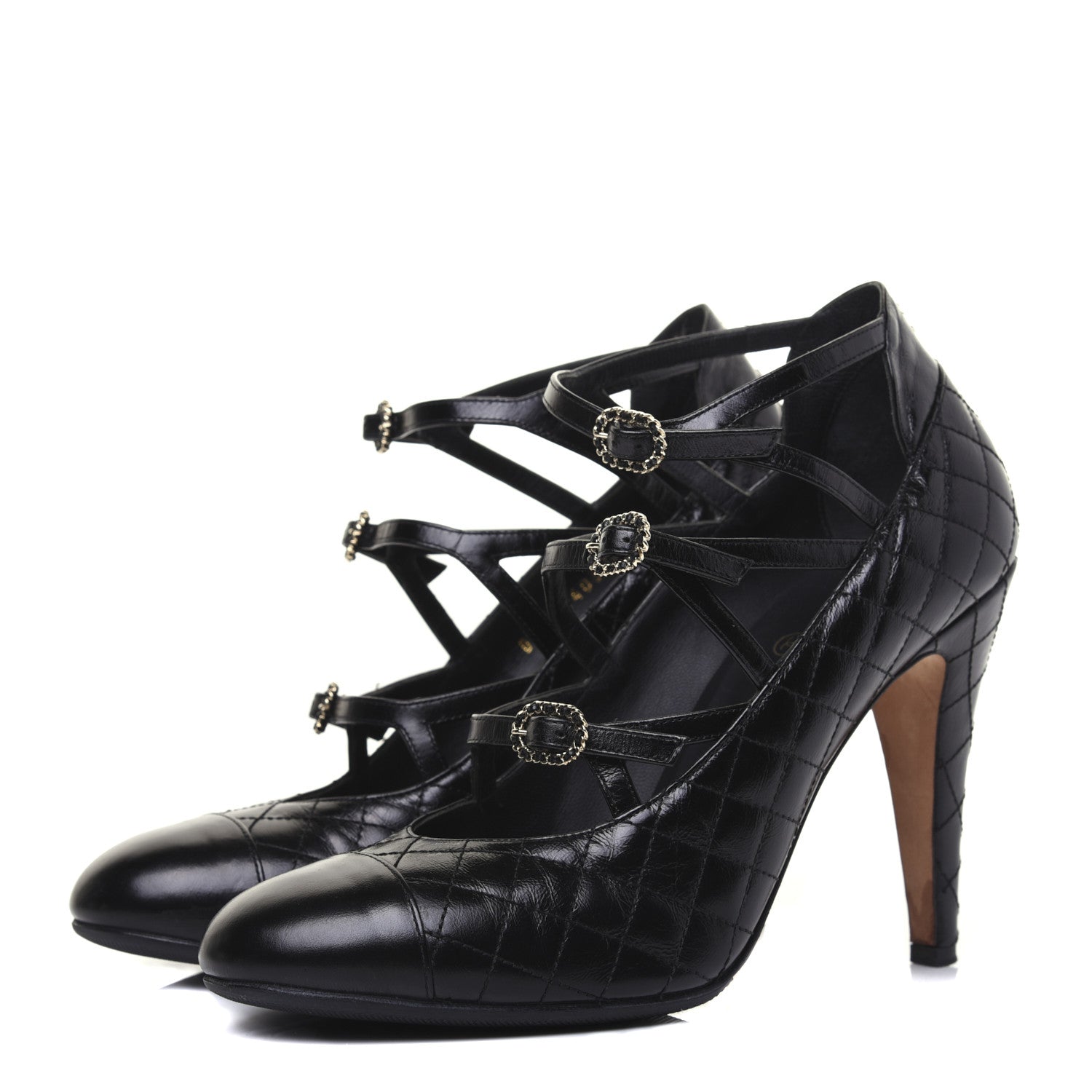 Chanel Calfskin Quilted CC Cap Toe Pumps 41 Black 3 of 20
