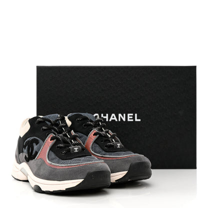 Chanel Nylon Calfskin Suede Womens CC Sneakers 39 Grey Pink 32 of 32