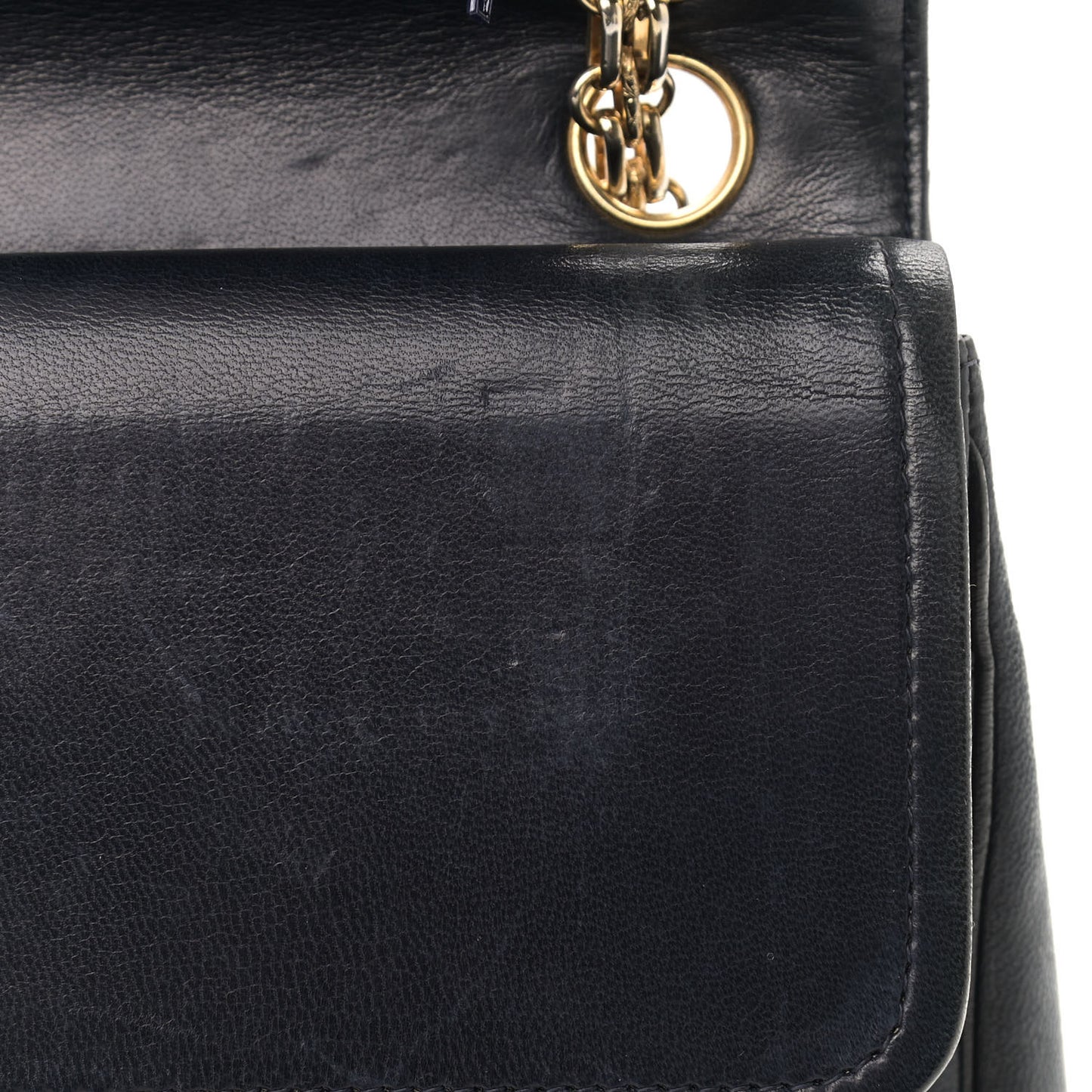 Lambskin Quilted Medium Double Flap Bijoux Chain Navy