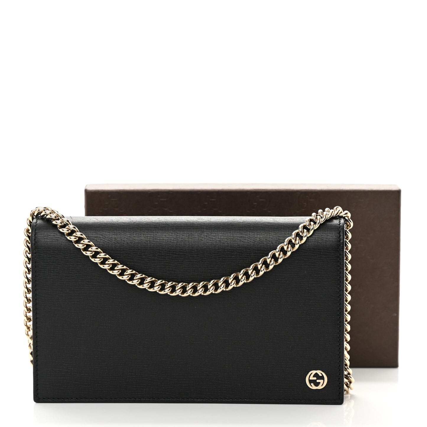 Textured Calfskin Medium Betty Chain Wallet Black