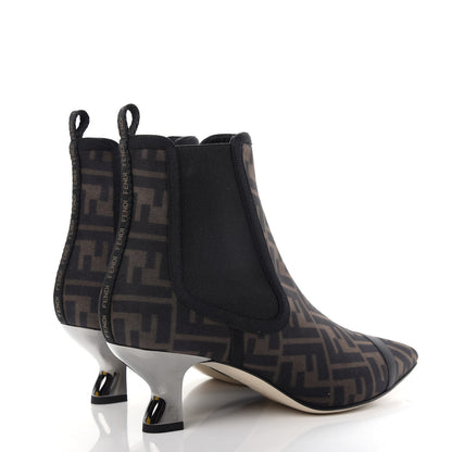 Fendi Mesh Tulle FF Colibri 55mm Ankle Booties 39 Tobacco Moro Black 4 of 10