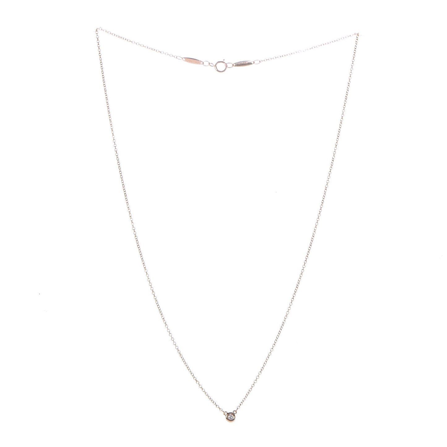 18K Rose Gold Diamond .05ct Elsa Peretti Diamonds by the Yard Pendant Necklace