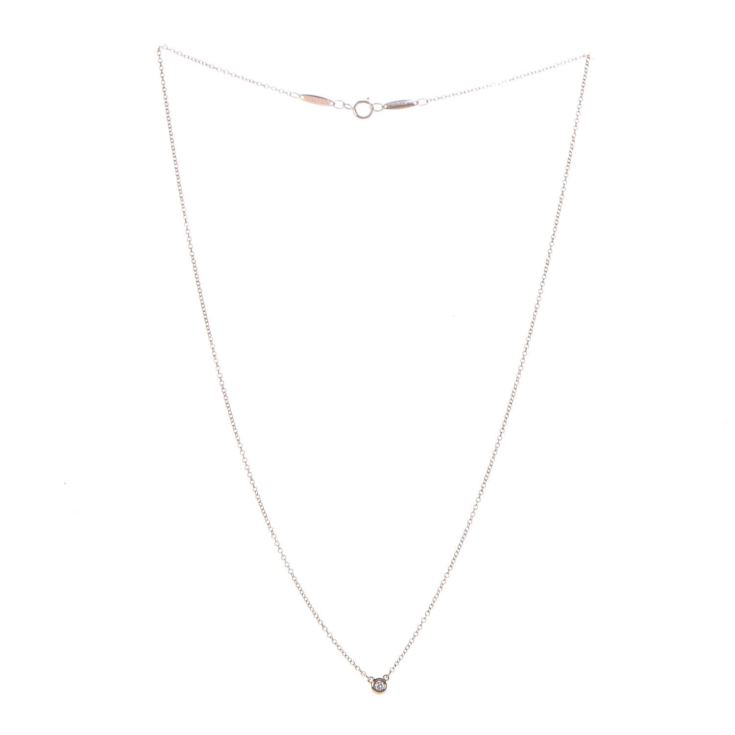 Tiffany 18K Rose Gold Diamond .05ct Elsa Peretti Diamonds by the Yard Pendant Necklace 3 of 9