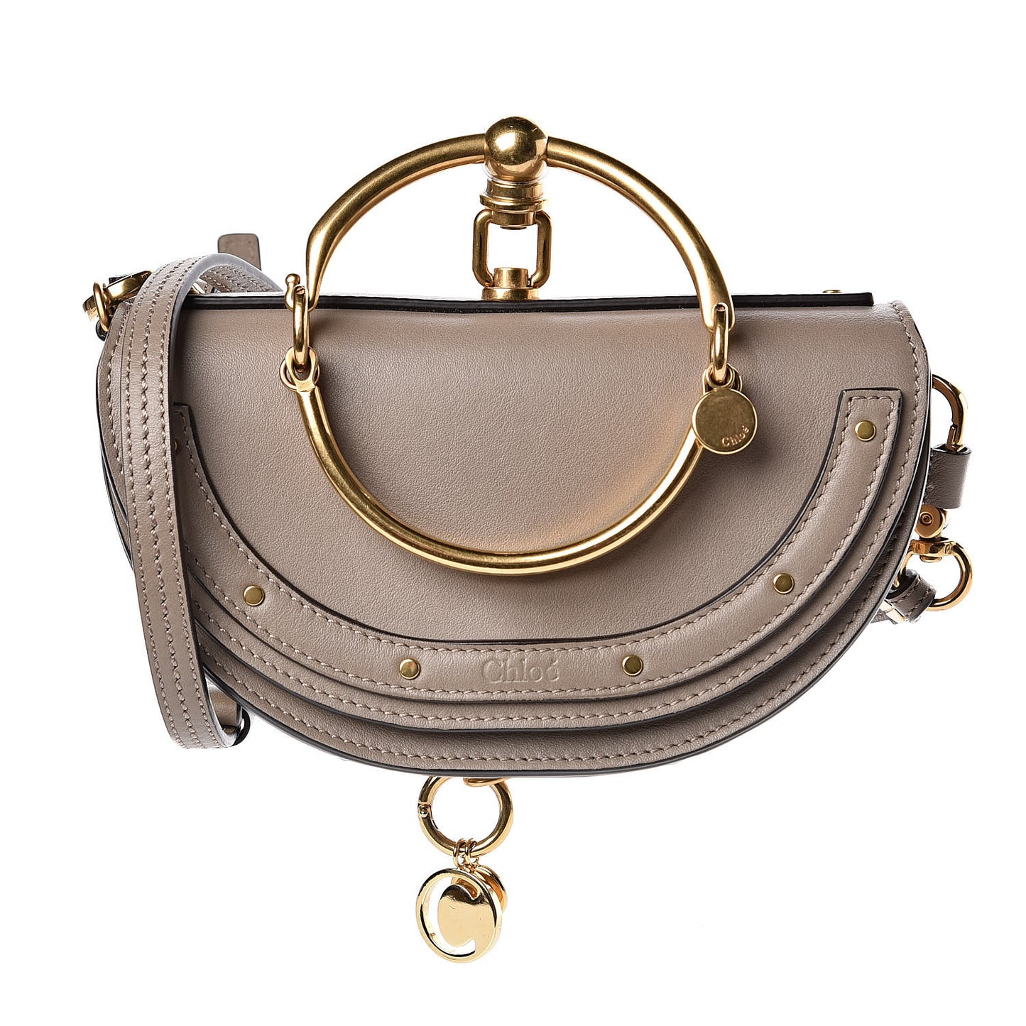 Calfskin Small Nile Bracelet Minaudiere Bag Motty Grey