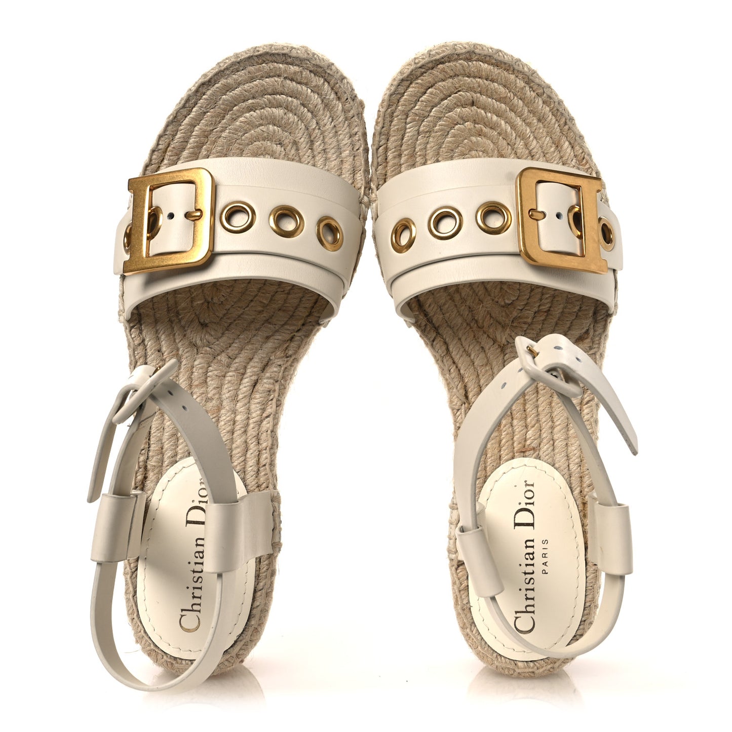Calfskin D-Dior Espadrille Platform Sandals 40 Off White