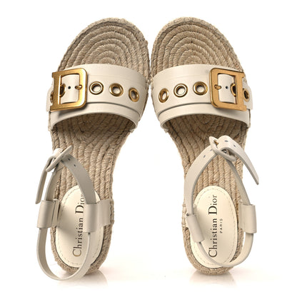 Christian Dior Calfskin D-Dior Espadrille Platform Sandals 40 Off White 2 of 11