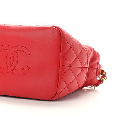Chanel Lambskin Quilted Small Hobo Red 9 of 9