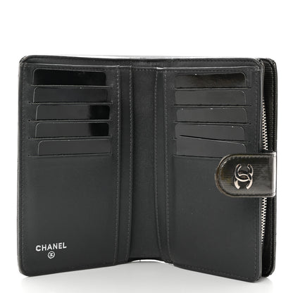 Chanel Striated Patent CC French Wallet Dark Grey 5 of 10