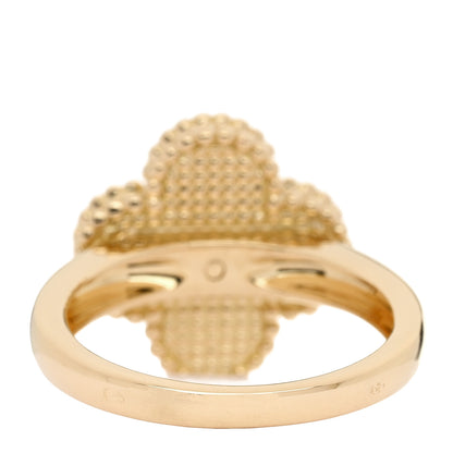 Van Cleef & Arpels 18K Yellow Gold Black Onyx Diamond Vintage Alhambra Ring 52 6 3 of 4