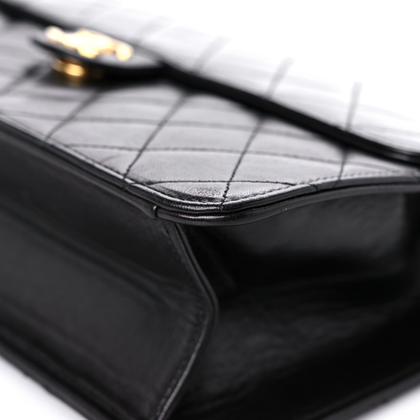 Lambskin Quilted Medium Single Flap Black