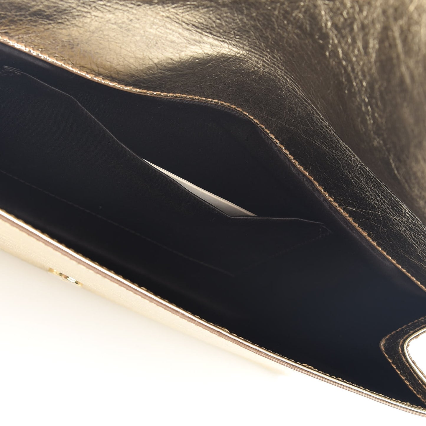 Metallic Calfskin Monogram Large Belle De Jour Clutch Gold