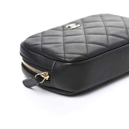 Chanel Caviar Quilted Small Curvy Pouch Cosmetic Case Black 8 of 10