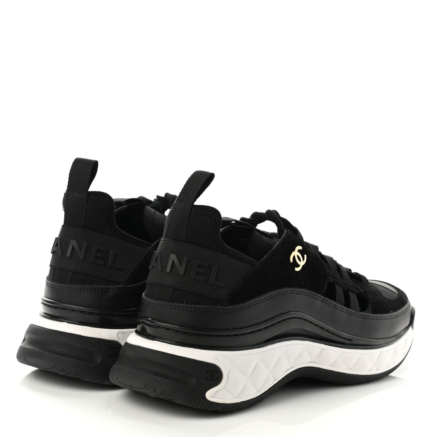 Fabric Calfskin Suede CC Sneakers 41 Black