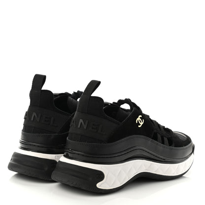 Chanel Fabric Calfskin Suede CC Sneakers 41 Black 4 of 9
