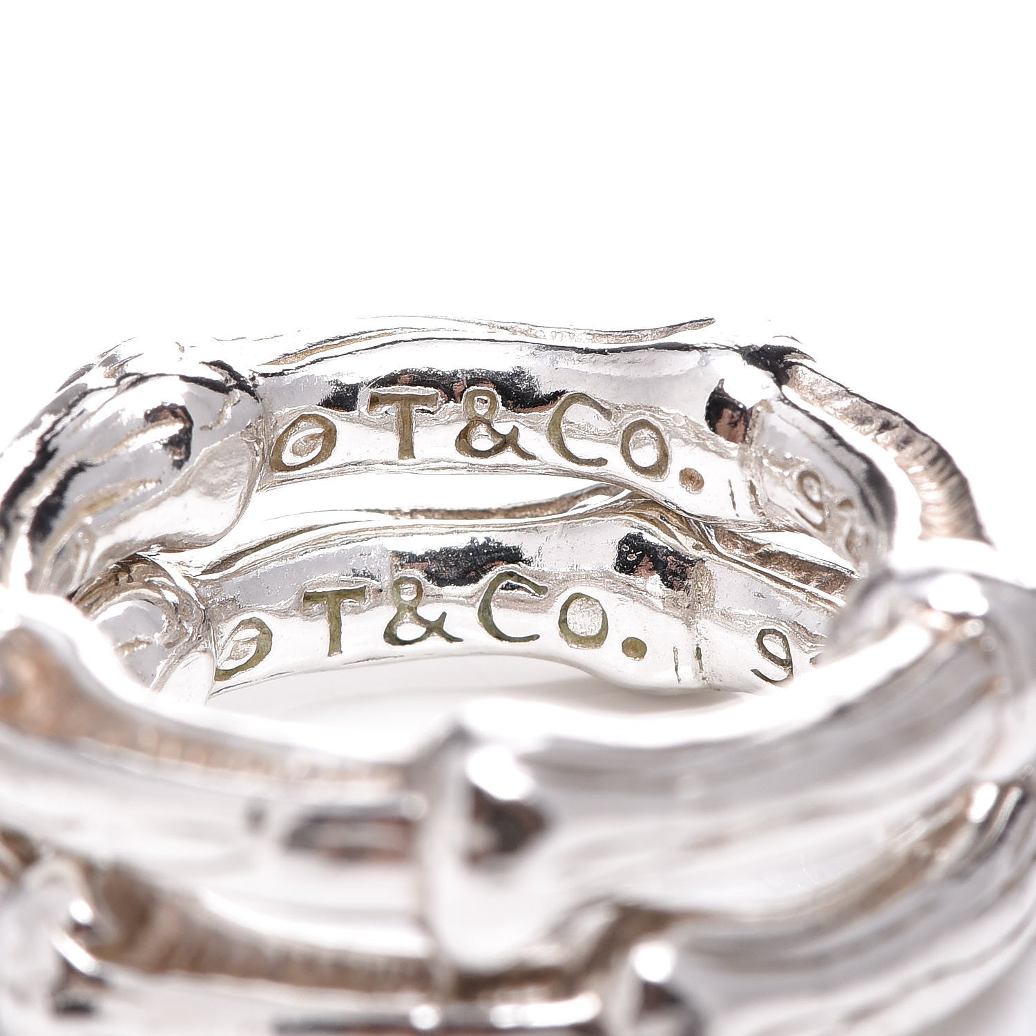 Tiffany Sterling Silver Bamboo Set of 2 Stackable Rings 43 2.75 5 of 8