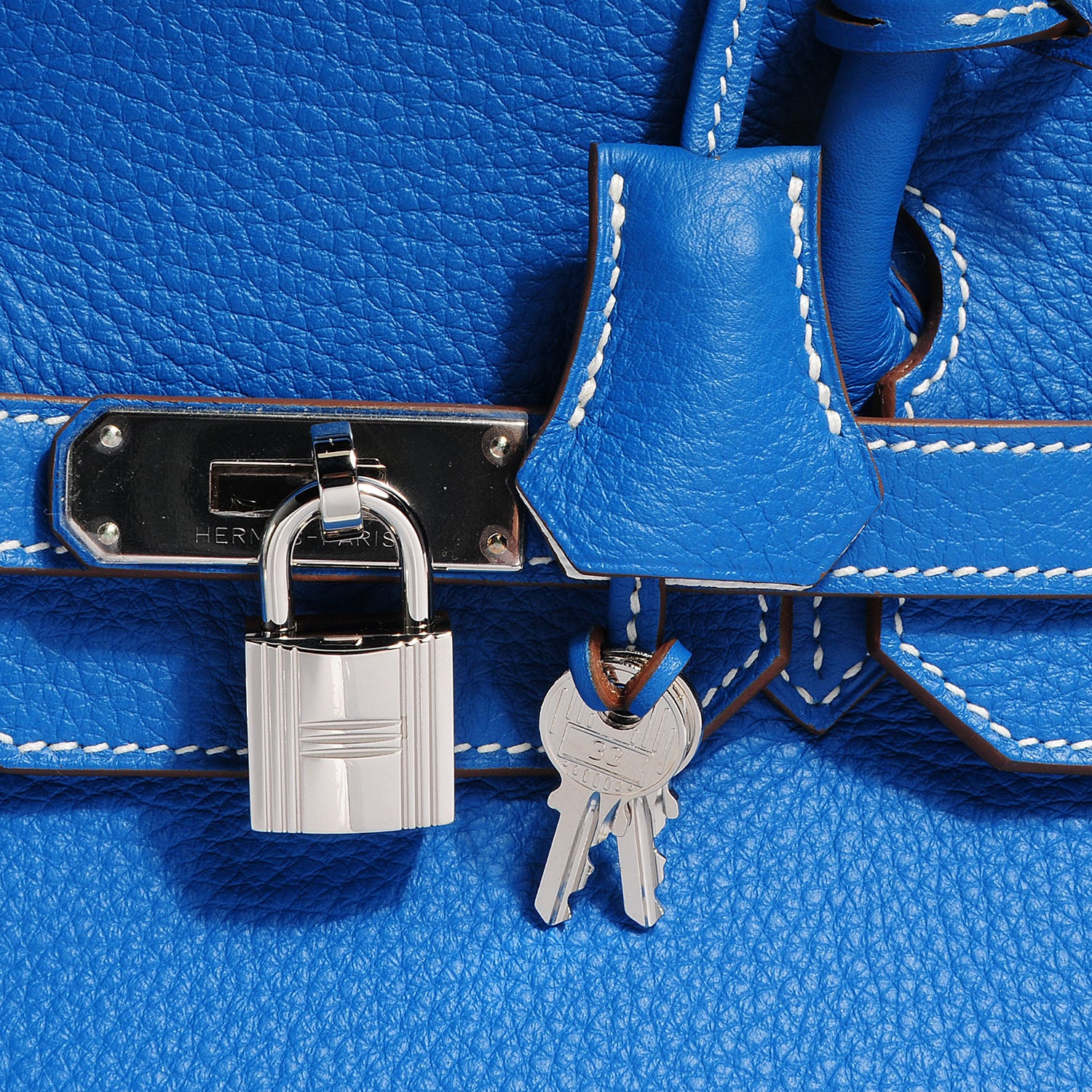 Hermes Taurillon Clemence Bi-Color Birkin 35 Mykonos White 7 of 11