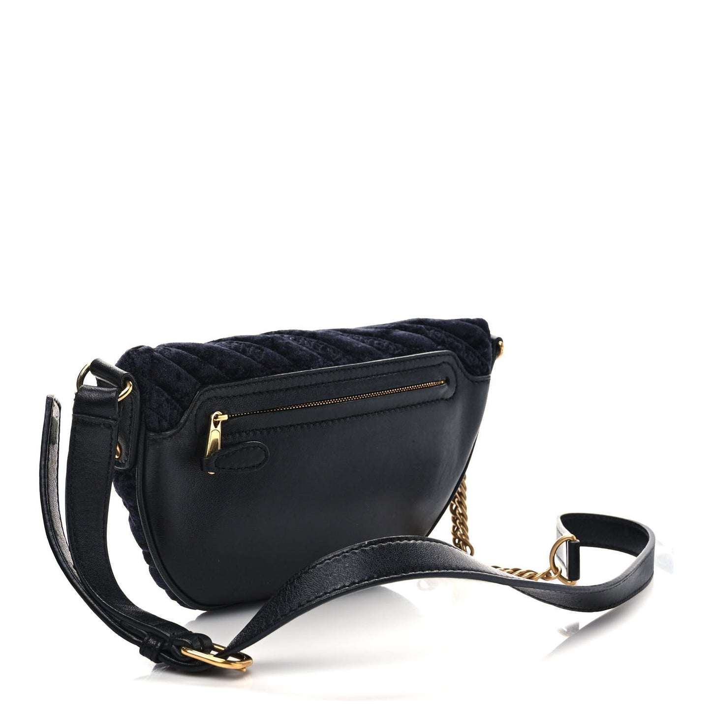 Crushed Velvet Logo Embossed XXS Souvenir Belt Bag Black